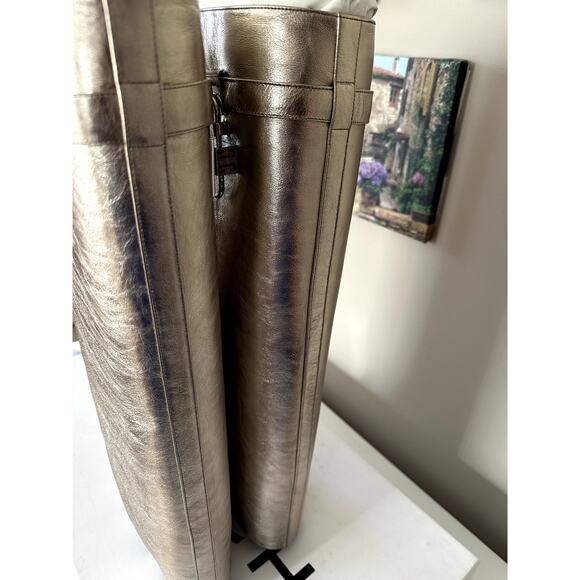 Givenchy Shark Lock Knee High Boots Womens Size 40.5 Gold Leather New - Picture 12 of 14